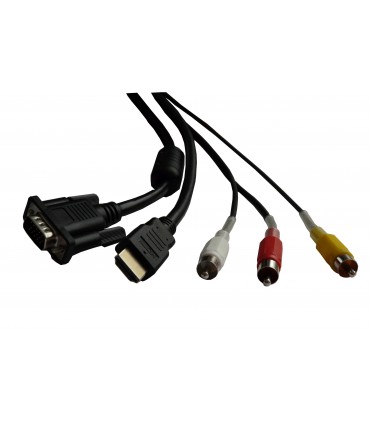 Frette sur boitier femelle1 VGA, 3 RCA (B,R,J), 1 jack 3.5mmn, 1 potentiomètre 45x45, 1 HDMI ® 10 mètres (Fabrication spécifque)