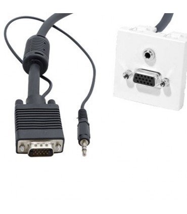 Cordon VGA + Jack mâle sur plastron VGA + Jack femelle 15 m