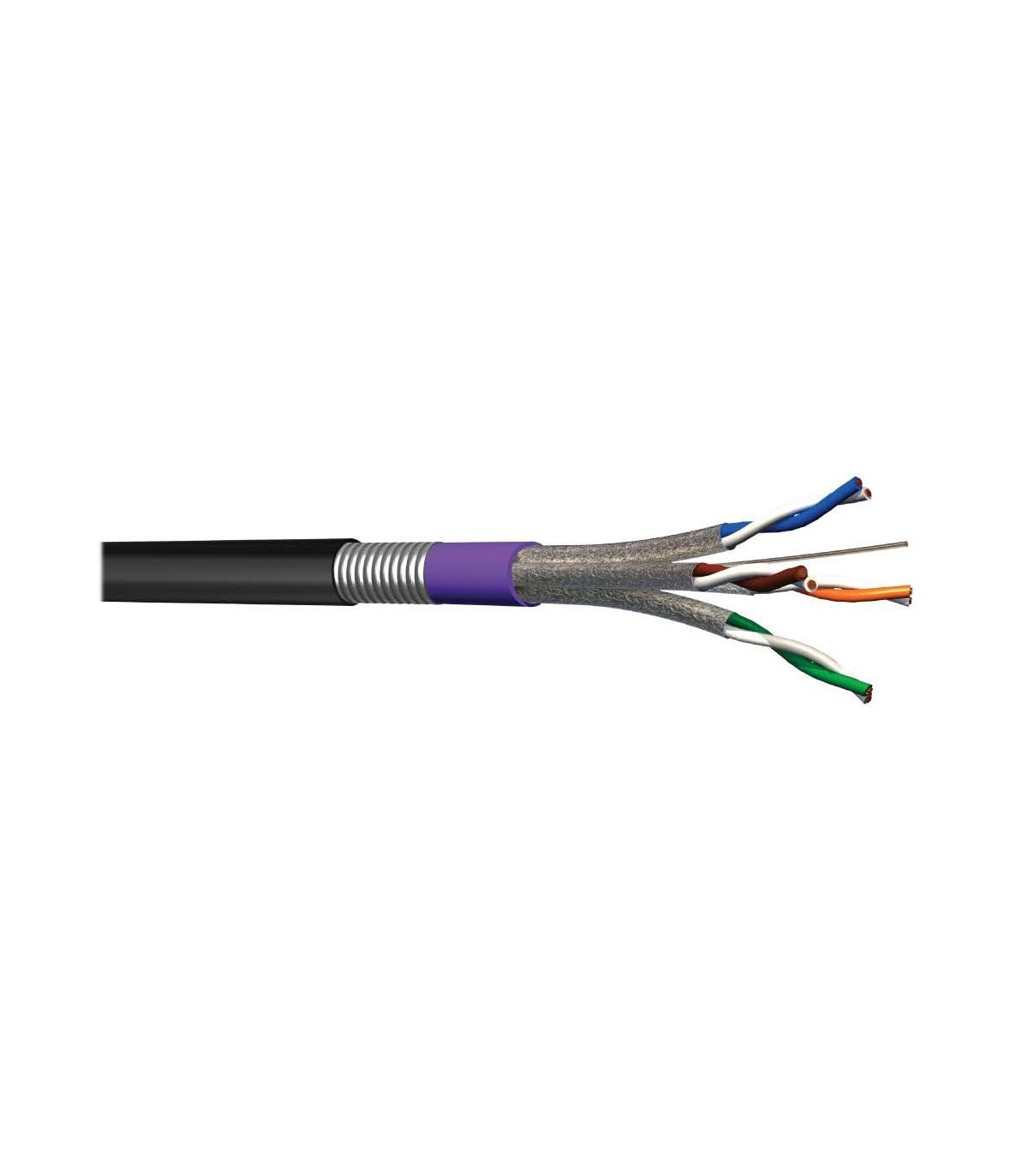 Câble fibre optique Acier blindé pour Extérieur 100 mètres + Convertisseurs  RJ45