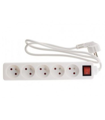 Multiprise blanche 5 prises avec interrupteur 1.50 mètre 