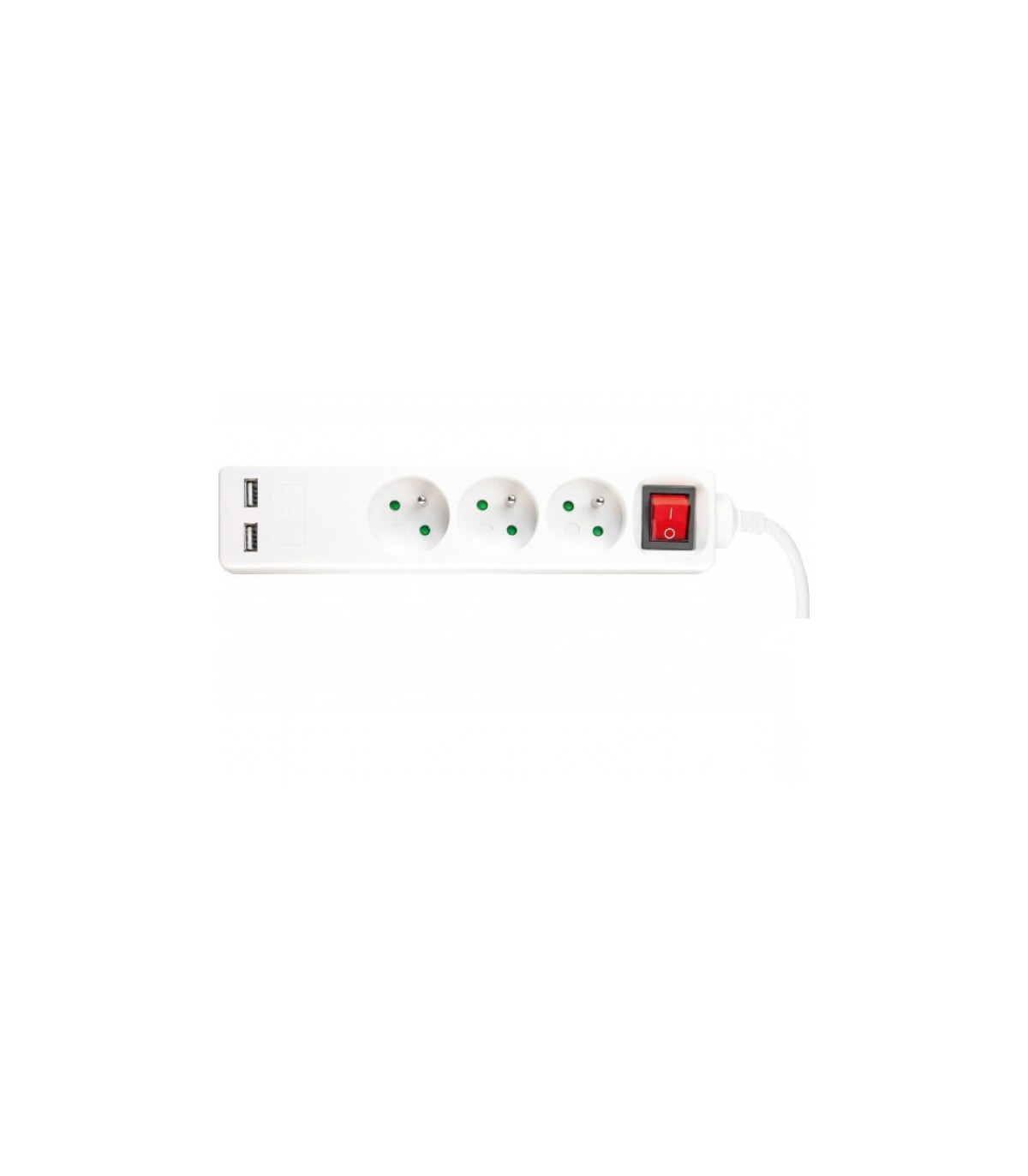 Multiprise avec 3 prises de terre + 2 prises usb - interrupteur on