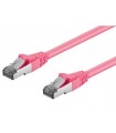 Cordon Cat. 6a RJ45 S/FTP LS0H avec manchon rose snagless 0.30 mètre (Fabrication spécifique) 