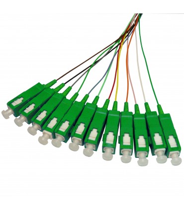 Lot de 12 pigtails couleurs assorties SC/APC OS2 Monomode 9/125 900µm lSOH 2 mètres 