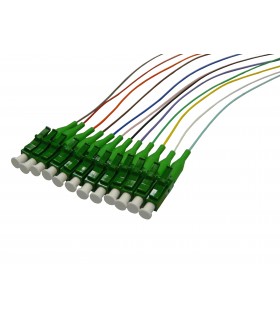 Lot de 12 pigtails couleurs assorties LC/APC OS2 Monomode 9/125 900µm lSOH 2 mètres 