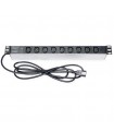 Bandeau rackable 19 " noir 10 prises IEC C 13 avec témoin lumineux (montage horizontal 1U), 2m 