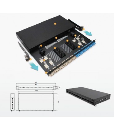 Tiroir coulissant optique équipé de 24 traversées LC duplex monomode