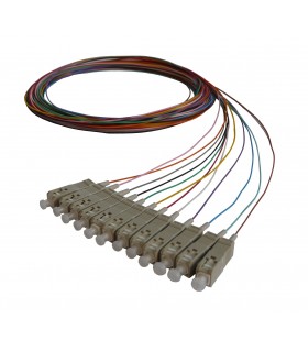 Lot de 12 pigtails couleurs assorties SC OM2 Multimode 50/125 900µm lSOH 2 mètres 