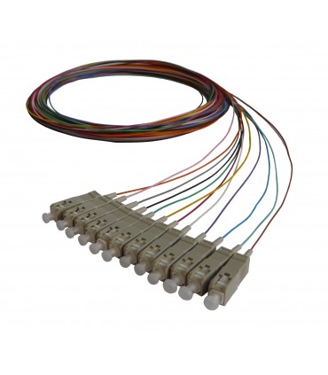 Lot de 12 pigtails couleurs assorties SC OM2 Multimode 50/125 900µm lSOH 2 mètres 