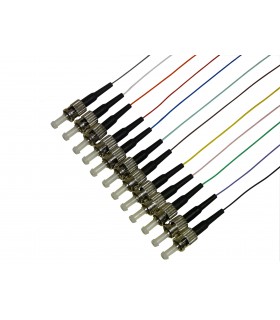 Lot de 12 pigtails couleurs assorties ST OM2 Multimode 50/125 900µm lSOH 2 mètres 