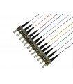 Lot de 12 pigtails couleurs assorties ST OM3 Multimode 50/125 900µm lSOH 2 mètres 