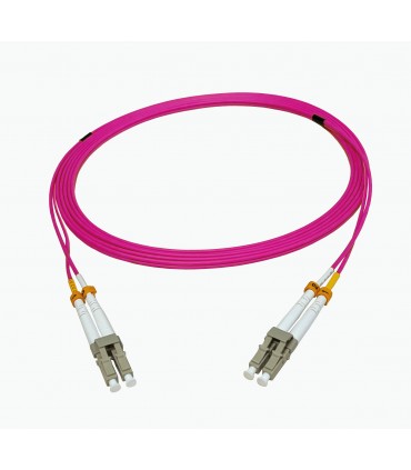 Fibre optique Duplex LC/LC OM4 Multimode 50/125 LSOH rose erika 15 mètres 