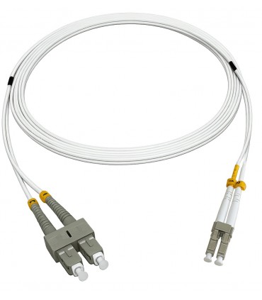 Fibre optique Duplex SC/LC OM4 Multimode 50/125 LSOH blanche 20 mètres 