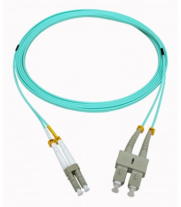 Fibre optique Duplex SC/LC OM3 Multimode 50/125 LSOH turquoise 35 mètres (Fabrication spécifque) 