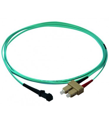 Fibre optique Duplex SC/MTRJ OM3 Multimode 50/125 LSOH turquoise 5 mètres  (Fabrication Spécifique)