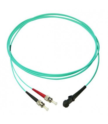 Fibre optique Duplex ST/MTRJ OM3 Multimode 50/125 LSOH turquoise 5 mètres (Fabrication Spécifique)