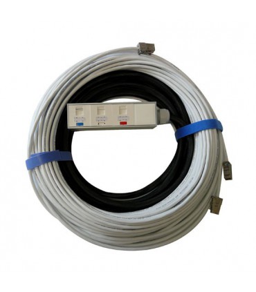 Frette liaison cuivre préconnectorisée 3 RJ45/3 RJ45 femelle 100 ohms Cat. 6A FFTP avec boîtier 20 mètres (Fabrication spécifque