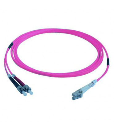  Fibre optique Duplex ST/LC OM4 Multimode 50/125 LSOH rose erika 8 mètres (fab. spéc.) 
