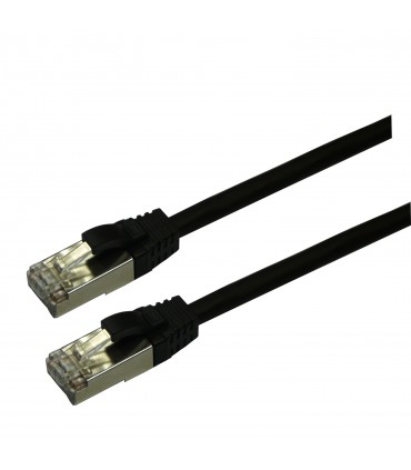Cordon Cat. 6 RJ45 F/UTP noir LS0H avec manchons noir 1 mètre