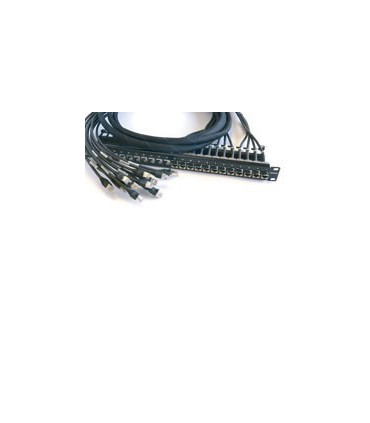 Frette panneau 24 ports RJ45/  24 RJ45 mâle 100 ohms Cat. 6A SFTP 4 paires 5 mètres (Fabrication spécifque)