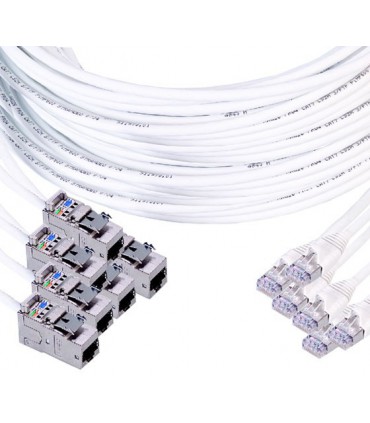 Frette 16 RJ45/16 RJ45 Femelle  Cat. 6 SFTP monobrin LS0H avec manchons + repérage 5 mètres (Fabrication spécifque)