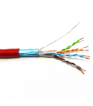  Câble multibrin Cat. 6 F/UTP 4 paires blindé rouge PVC - la couronne de 100 mètres 