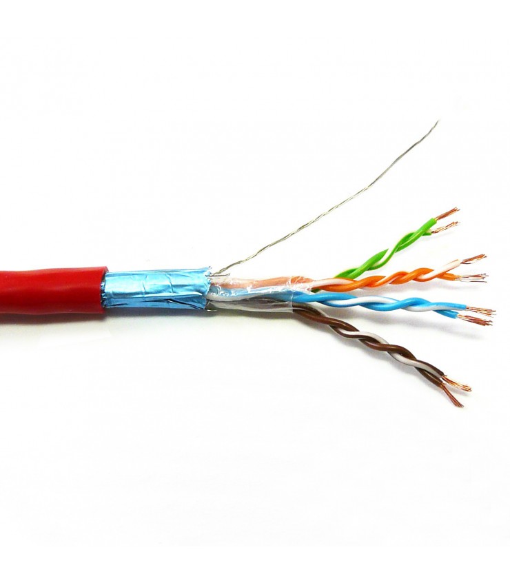 Câble multibrin Cat. 6 F/UTP 4 paires blindé rouge PVC - la couronne de ...