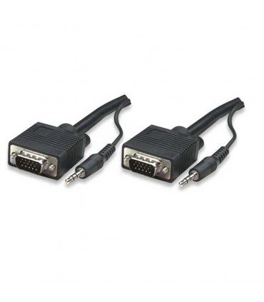  Cordon SVGA  + jack stéréo 3.5mm muliticoax avec ferrites db15 mâle/ mâle15 mètres 