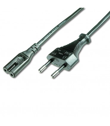  Cordon bipolaire mâle CEE 7/16 / femelle IEC C7 noir 1.80 mètre 