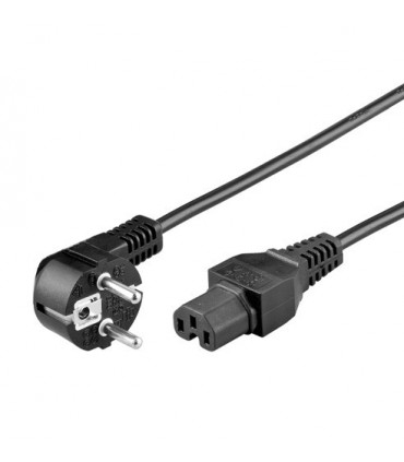  Cordon d'alimentation CEE 7/16 coudé mâle 2 prises + terre / IEC C13 Europa   femelle 3 mètres noir 