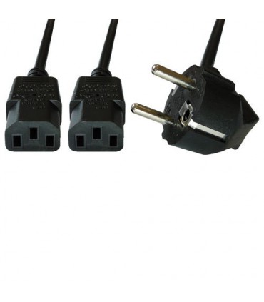 Cordon Y 1 CEE/7 16 mâle vers 2 IEC C13 Europa femelle 1.80 mètre