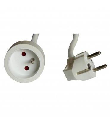  Rallonge électrique 2 poles + terre mâle /femelle blanc 25 mètres ( fabrication spécifique) 