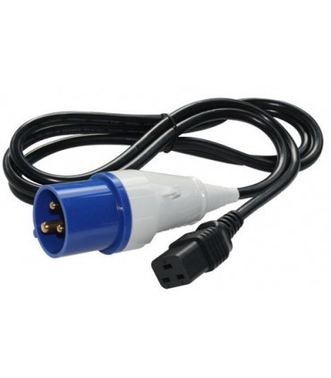  Cordon d'alimentation CEE 7/16 coudé mâle 2 prises + terre IEC C19  femelle 1.80 mètre noir 