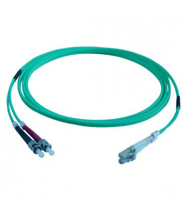 Fibre optique Duplex ST/LC OM3 Multimode 50/125 LSOH turquoise 14 mètres (Fabrication spécifque)