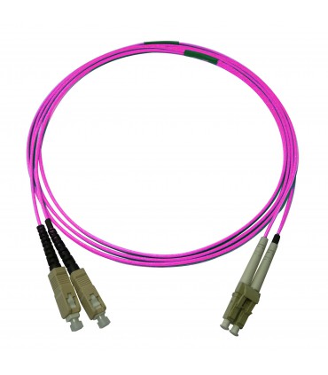  Fibre optique Duplex SC/LC OM4 Multimode 50/125 LSOH rose erika 8 mètres (fab. spéc.) 