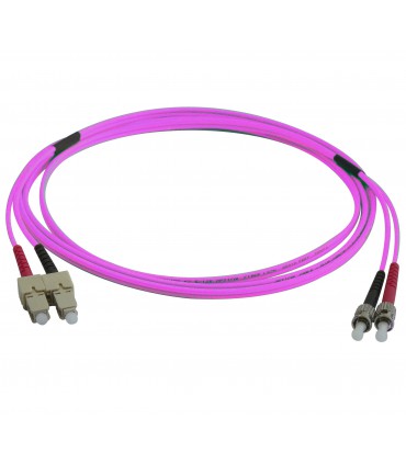  Fibre optique Duplex SC/ST OM4 Multimode 50/125 LSOH rose erika 3 mètres 