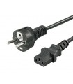  Cordon d'alimentation CEE 7/16 droit mâle 2 prises + terre IEC C13 Europa  femelle 1.80 mètre noir 