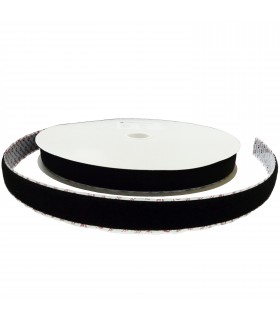 Rouleau de Velcro® adhésif à laine de 25 mètres noir largeur 25mm à découper 
