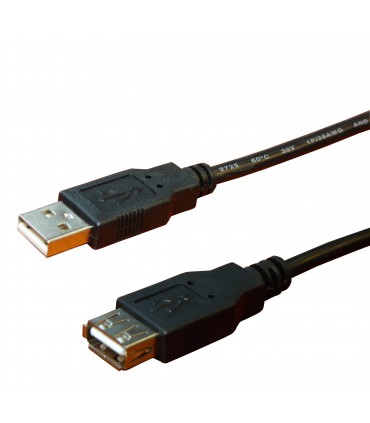 Cordon USB 2.0 type A mâle / type A mâle noir 3 mètres