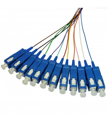 Lot de 12 pigtails couleurs assorties SC OS2 Monomode 9/125 900µm lSOH 2 mètres