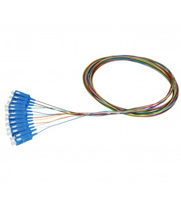 Lot de 12 pigtails couleurs assorties SC OS2 Monomode 9/125 900µm lSOH 2 mètres