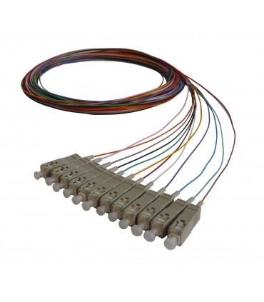 Lot de 12 pigtails couleurs assorties SC OM3 Multimode 50/125 900µm lSOH 2 mètres